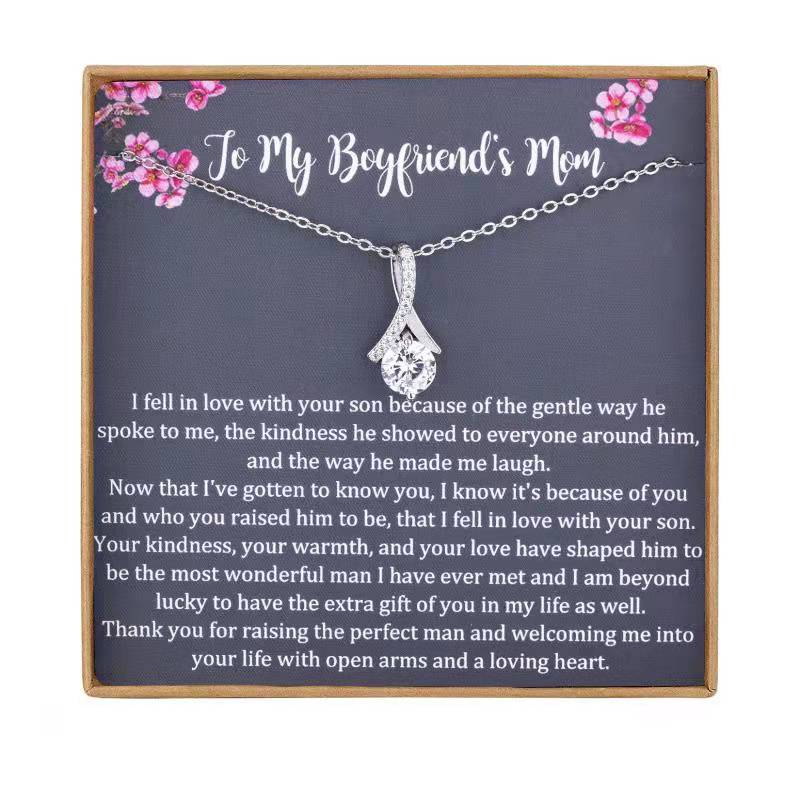Gift to My Boyfriend's Mom Necklace, 925 Sterling Silver Necklace, Boyfriends Mom Necklace